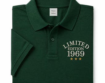 Benutzerdefiniertes Geburtstagsjahr-Poloshirt - Limitierte Auflage, besticktes Alterspolo - Benutzerdefiniertes Geburtstagsgeschenk für Papa, Meilenstein-Geburtstagsgeschenkidee