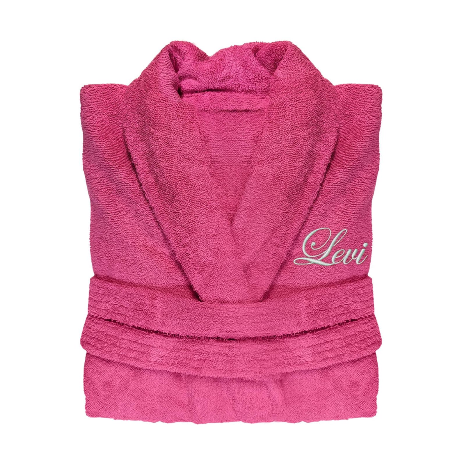 Personalised Embroidered Organic Cotton Terry Towel Bathrobe (Fuchsia)