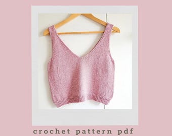 Eenvoudig tanktoppatroon met V-hals - aanpasbaar gewas of lang breisel