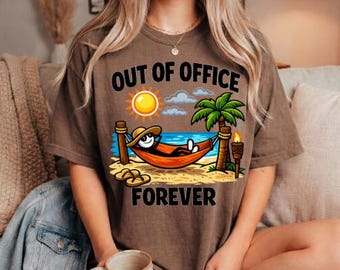 Poza biurem na zawsze Zabawne wakacje emerytalne PNG: Retro Humor podróżniczy png Letnia przerwa
