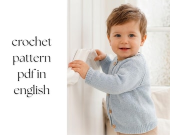 PDF-patroon breipatroon baby | Raglanvest voor baby's en peuters | Naadloze trui van boven naar beneden | Pasgeboren tot 4 jaar | Klassiek unisex jack