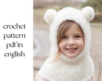 Berenoren bivakmuts breipatroon kindermuts met capuchon dierenoren wintermuts naadloze nekkap