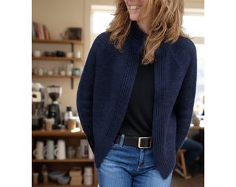 Turtle Dove-vest – naadloze raglan van boven naar beneden – mohair/wolmix – modern, gezellig laagje