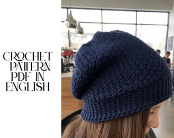 Patroon gehaakte Tunesische muts pdfDe Heidi Slouchy-beanie voor gemiddeld gehaakt kamgaren winter