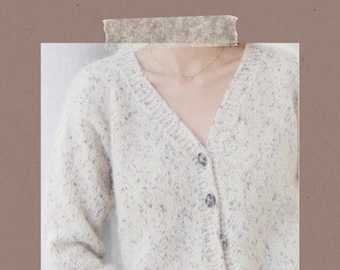 I-koord v-hals vest Breipatroon pdf ribbelsteek button-up trui DIY klassieke gebreide kleding