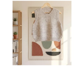 Easy Knit-patroon van See My Vest: beginnersvriendelijke tanktop met kamgaren van bovenaf