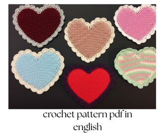 Valentijnsdag harten haakpatroon geschulpte rand kant hart pdf eenvoudige katoenen draad