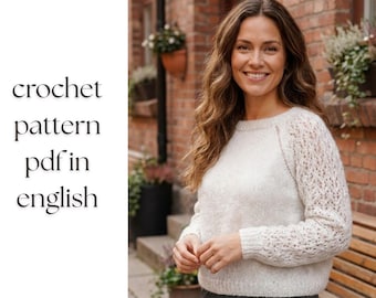 Breipatroon (pdf) Naadloze raglantrui van boven naar beneden met kanten mouwen Alpacazijde