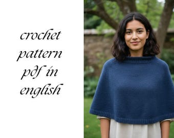 Op toastponcho geïnspireerd breipatroon schouderophalend pdf-download, gebruiksvriendelijk, rondbreisel met nek en nek