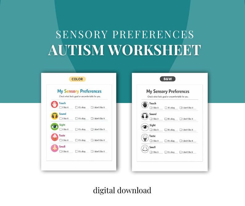 Sensory Preferences Worksheet for Autism | Identify Sensory Likes ...