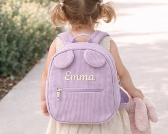 Gestickter Name Bär Rucksack, Cord Kleinkind Geschenk