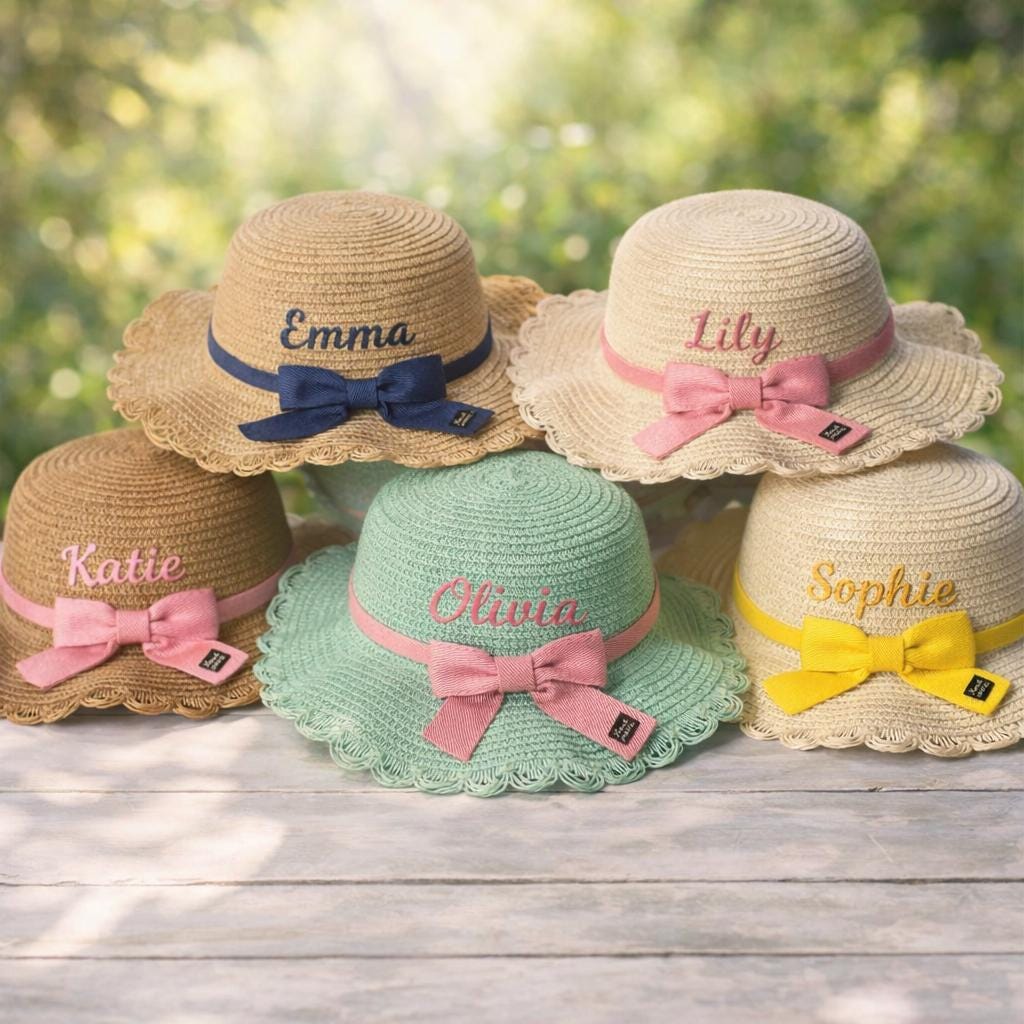 刺繍入り麦わら帽子 - Etsy 日本