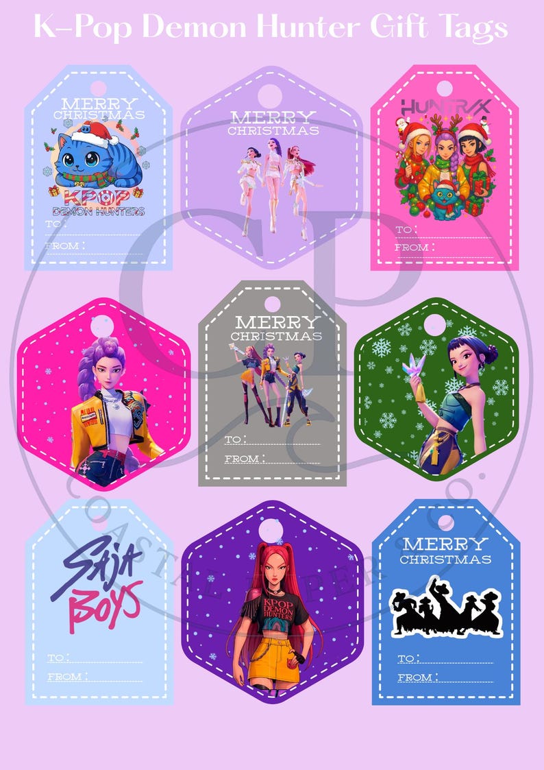 K-POP Demon Hunters Holiday Tags |christmas Gift Labels | Instant ...