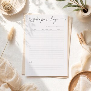 Tägliches Windel-Tagebuch zum ausdrucken, Baby-Windel-Tracker, New Mom Essentials