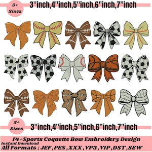 Sports Coquette Bow Machine Embroidery Design Ribbon Bow Embroidery Sport Side Bow Embroidery Bow Appliqué Embroidery Pes File5+SizeDownload