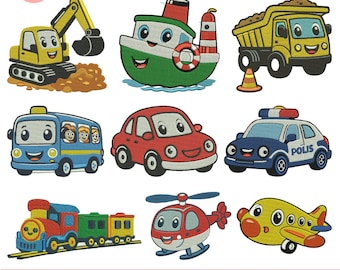 Diseño de bordado a máquina de coche de dibujos animados Bordado de coche clásico Bordado de coche japonés Bordado de coche Disney Coche icónico Pes Archivo5+SizeDescargar