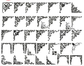 Elegantes diseños de bordado a máquina con marcos florales, marcos florales y geométricos, bordado de esquinas florales, patrón de marco de bordado, archivo Pes, más de 5 tamaños