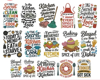 Diseños de bordado para máquina de cocina, refranes divertidos de cocina, bordado para mamá, repostería, patrones de cocina, delantales, archivo Emb Pes, 5+ tamaños, descarga