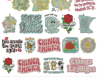 Diseño de bordado de máquina de hielo Abolish, bordado de hielo antiderretimiento de hielo, bordado de hielo anti-Trump, bordado de hielo de mierda, bordado de hielo de mierda, descarga de tamaño Pes 5+