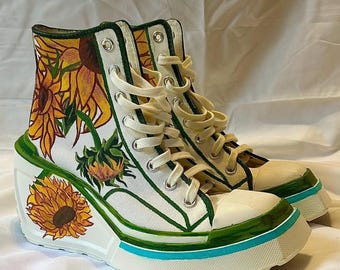 Van Gogh “Sunflowers” Inspired Chuck Taylor Platform Sneakers