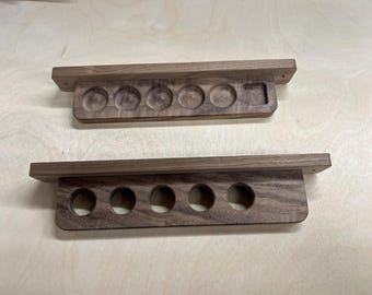Soporte de pared para 5 tacos de billar con ranura para tiza, soporte de madera maciza para tacos, almacenamiento minimalista para billar, organizador para sala de juegos.