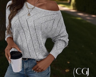 Women’s Knitted Pullover Sweater - Ribbed Long-Sleeve Jumper - Winter Layering Essential - Cosy Textured Knit Top