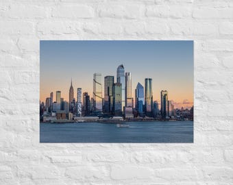 NYC Skyline Sunset Photo Print | Hudson River View
