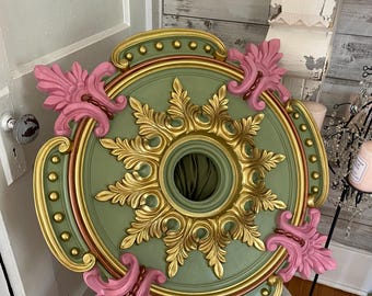 A stunning and elegant 28” ceiling medallion, shabby cottage style, nursery, dining room medallion