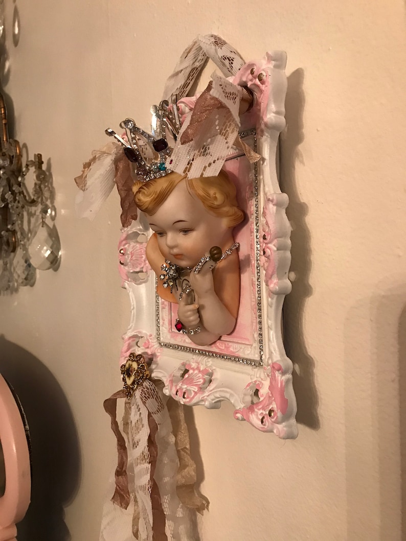 Adorable framed 70s Norcrest angel nursery wall decor oval | Etsy