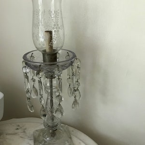 Tall Victorian crystal lamp, repair, requires rewiring