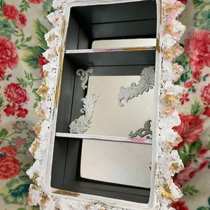 Vintage shabby style shadow box, rare style, distressed  wall shelf