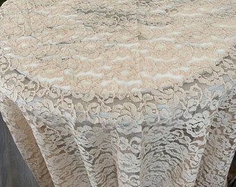 Beautiful rectangle peachy lace tablecloth, large floral design