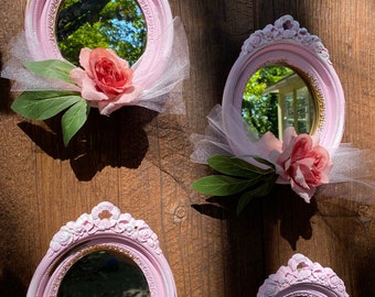 A cute set of four shabby baroque mirrors, adorable nursery decor, wall hanging