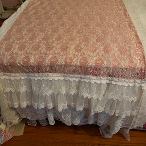 Gorgeous handmade bed runner, valance, wedding lace, vintage lace shabby bed linen
