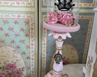 A unique tall shabby cloche, handmade glass display dome, shabby style