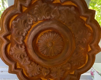 18” rusty metal medallion, wall or ceiling