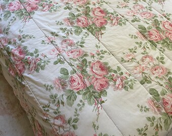 Gorgeous retired Laura Ashwell cottage rose pattern comforter, 2 sets of curtains, bedskirt, pillow sham , lumbar pillow