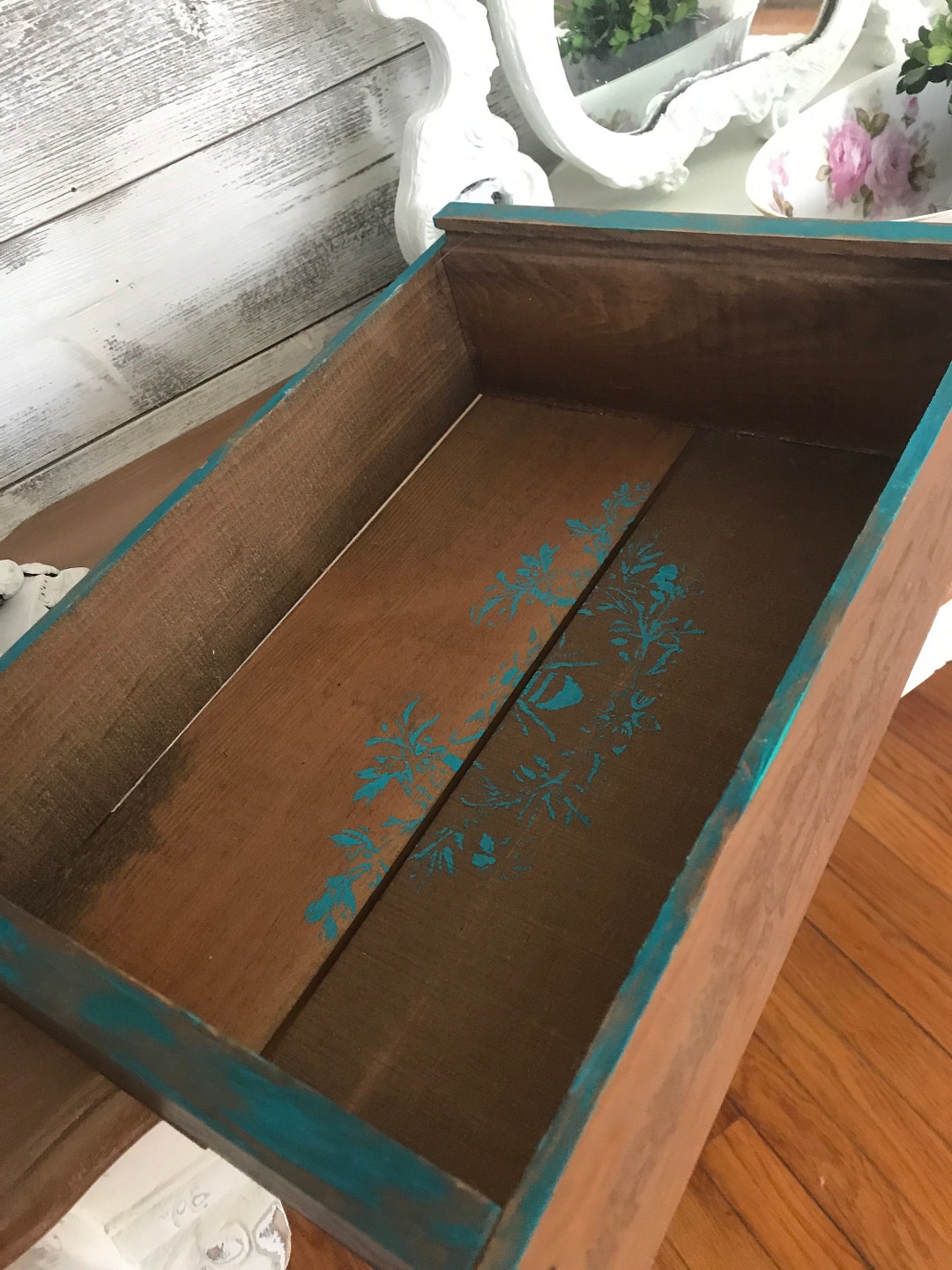 Wine Box Tray Repurposed Can Be a Wall Shelf Etsy