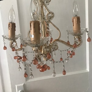 Vintage Macaroni chandelier, amber grape clusters, pair available, gorgeous chandeliers