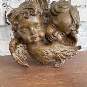 Stunning twin Scioto angel wall plaque, DIY wall cherub