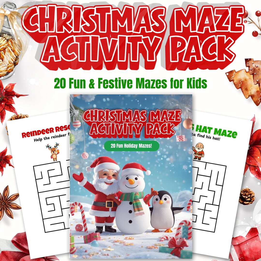Christmas Maze Activity Pack | 20 Printable Holiday Mazes for Kids ...