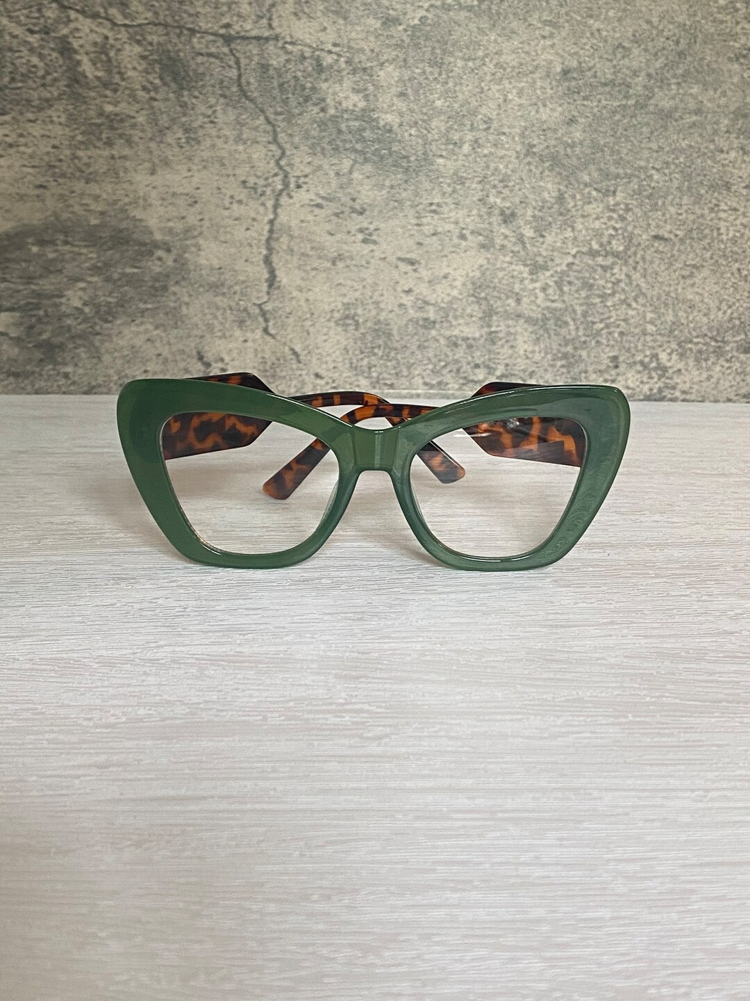 Green Cat Eye Glasses Etsy
