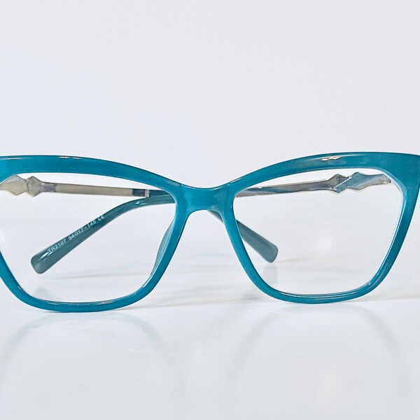 Teal cat eye glasses