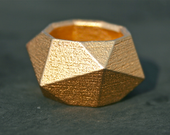 GEO MAD - Yellow gold modern geometric 3D printed chunky ring