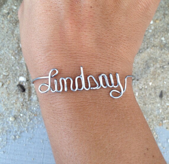 Custom Name Bracelet Wire Wrapped and Adjustable Etsy
