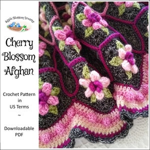 Cherry Blossom Afghan Crochet Pattern Instant Download image 1