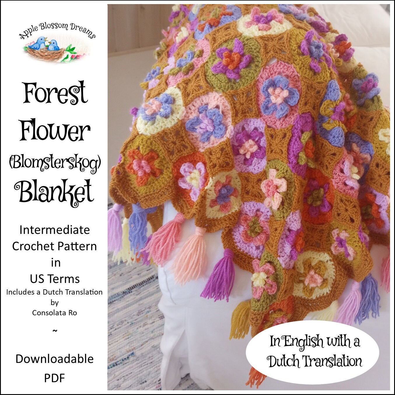 Floral crochet blanket sale