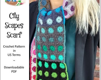 Cityscapes Scarf | Crochet Pattern (Instant Download)