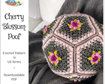Cherry Blossom Poof | Crochet Pattern (Instant Download)