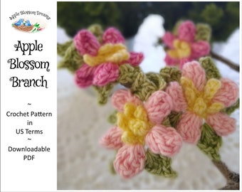 Apple Blossom Branch | Crochet Pattern and How To (Instant Download)